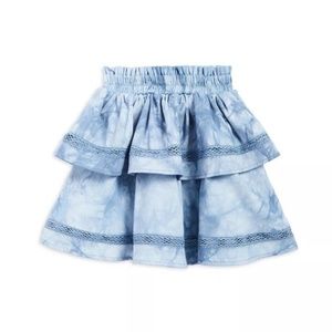 AQUA:  Blue Tie Dye Tiered Ruffle Skirt Girls sz XL